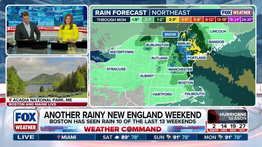 New England to see yet another rainy weekend heading into June