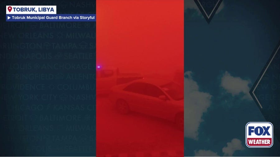 Watch: Dust storm turns sky bright red in Libya