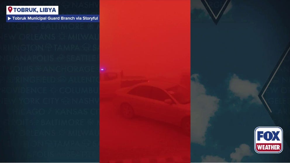 A state of emergency was issued in Tobruk, Libya due to a dust storm which turned the sky an ominous red. Officials warned citizens to use extreme caution and stay home. 