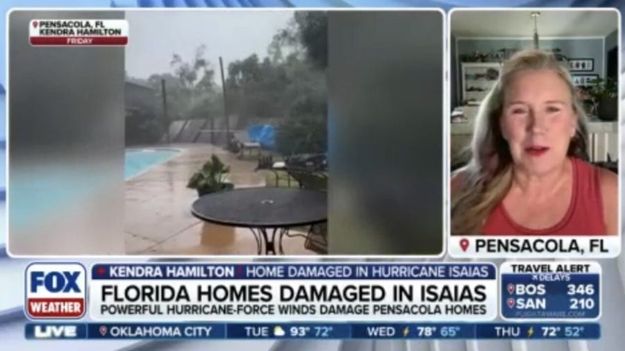 Powerful hurricane-force winds damage several Florida homes during the worst of Isaias