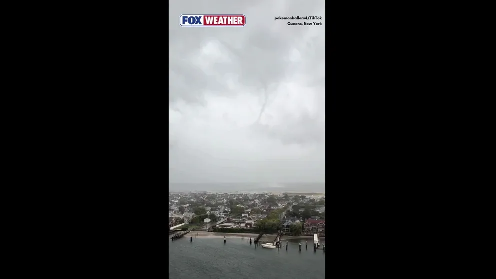 A rare tornado touched down on Long Beach, New York, on Long Island Thursday evening as a line of powerful thunderstorms blasted the region with torrential rain and flash flooding.