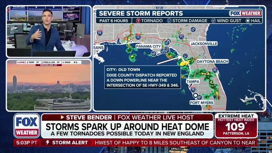 Heat dome scorches the East while storms flare around it