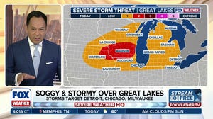Severe storm threat increases across the Great Lakes, bringing damaging winds and large hail
