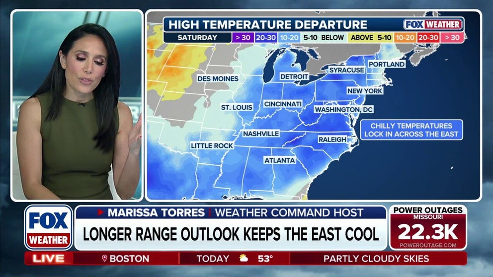 Those anticipating a summer preview across the Northeast and the Mid-Atlantic will have to wait a few more weeks, with temperatures expected to remain 10 to 15 degrees below average as the calendar turns to May. Nearly 230 million Americans will experience below-average temperatures on  Saturday. Parts of the Interstate 95 corridor like New York City and Washington, D.C., will only reach the upper 50s and low 60s on Saturday, with overnight lows in the low 40s.