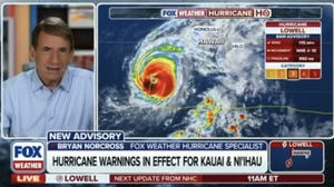 FOX Weather Hurricane Specialist Bryan Norcross live as rain bands from major Hurricane Lowell lashing Kauai and Oahu