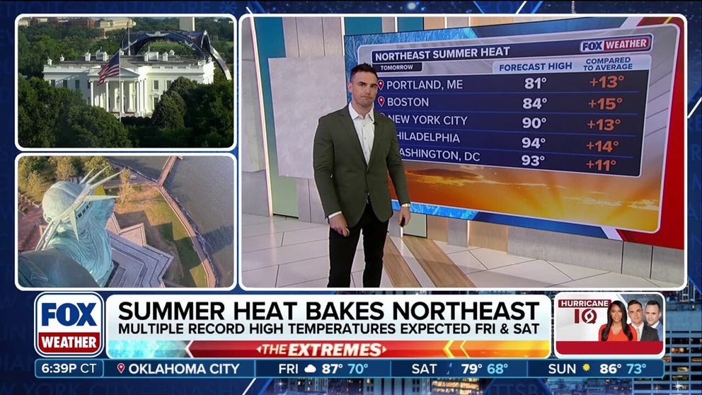 HEAT BLAST: The Northeast U.S. will be slammed by potentially record-breaking temperatures heading into the weekend, before a brief break in severe storms that will cool conditions. #Northeast #Heat #Severewx #Summer #FOXWeather