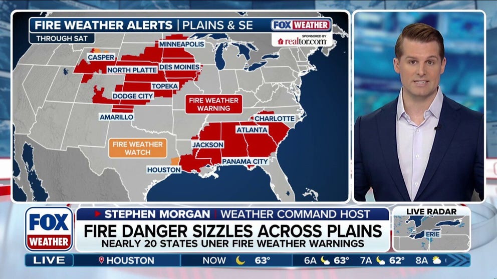 Nearly 50 million Americans in 18 states are under Fire Weather Warnings, spanning both the Southeast and the Plains. Cold, dry air and gusty winds are making way for dangerous wildfire conditions in these areas. FOX Weather meteorologists Stephen Morgan and Haley Meier have you covered with all the details: