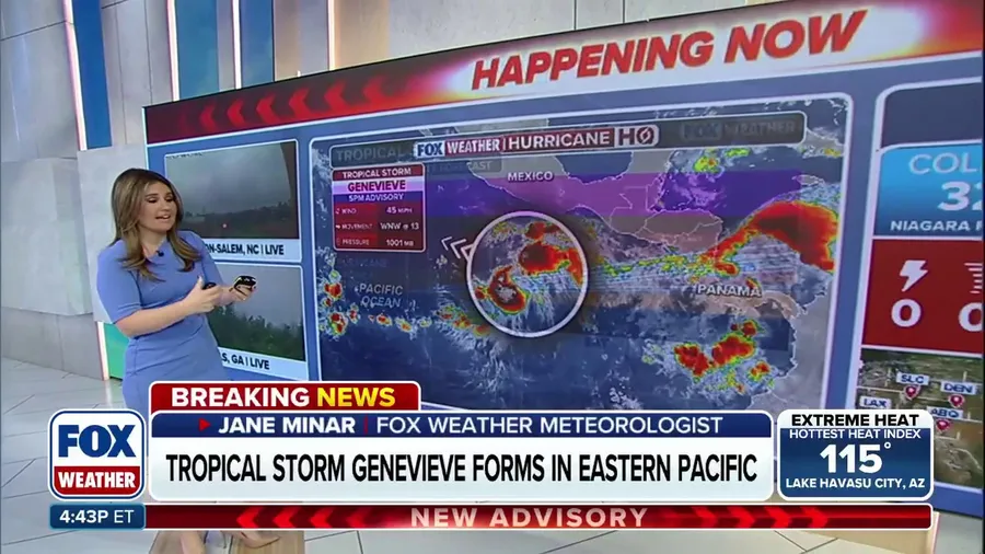 Tropical Storm Genevieve forms, forecast to rapidly strengthen into major hurricane