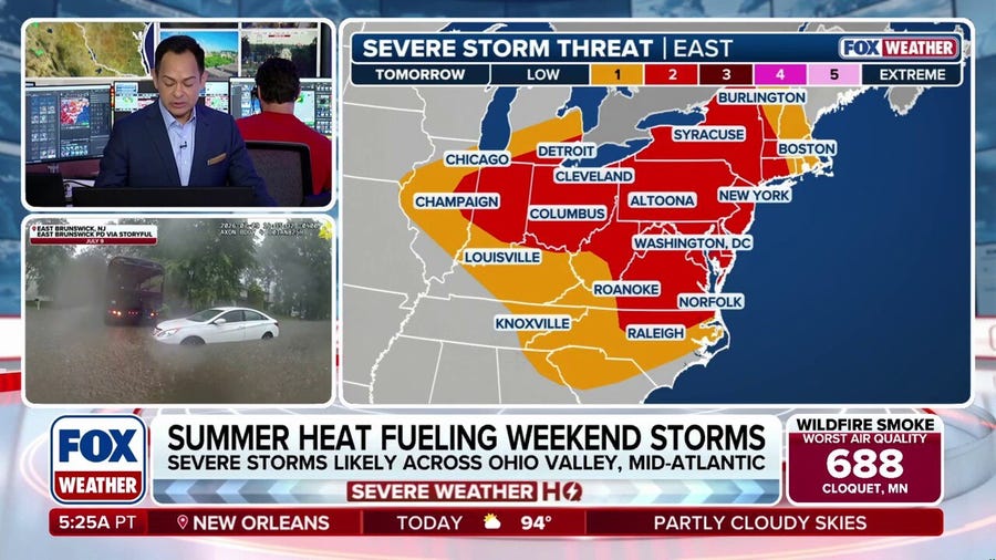 Summer heat fueling weekend severe storms for Mid-Atlantic, Northeast