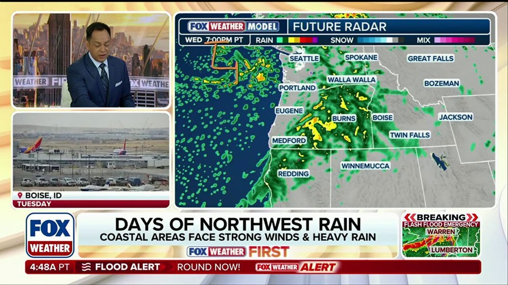The first fall storms of the season are set to drench the Pacific Northwest, just as meteorological fall gets underway, and could provide beneficial rain that would ease wildfires amid a record-setting wildfire season for the region.