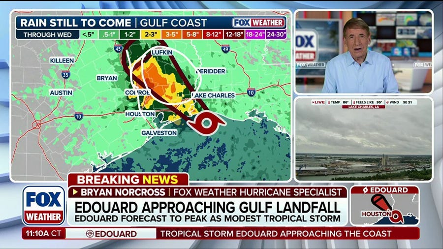 Hurricane Watches issued for Texas and Louisiana as Tropical Storm Edouard approaches landfall