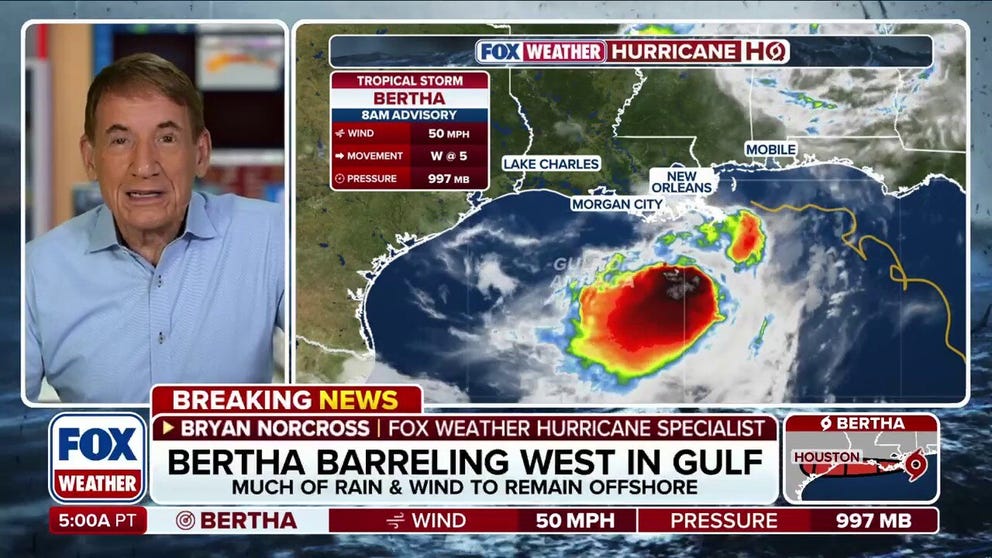 🌀EXCLUSIVE ANALYSIS: FOX Weather Hurricane Specialist Bryan Norcross breaks down why Tropical Storm Bertha could have a unique kind of landfall in Louisiana later this afternoon. How could Bertha impact Texas? Latest: