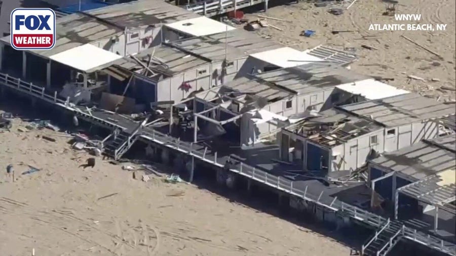 Watch: Drone video shows tornado damage in Atlantic Beach, New York