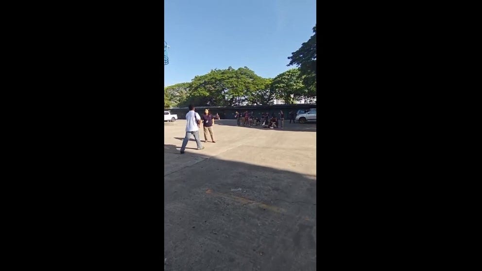 Sirens rang after buildings shook in General Santos, Philippines, during a powerful 7.8 magnitude earthquake on Monday. At least 32 people were killed in the earthquake.