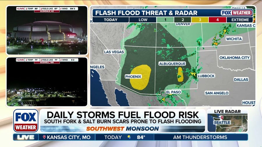 Daily monsoon storms soak Southwest as flood threat grows