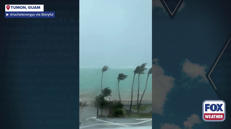 Watch: Winds from super typhoon Sinlaku lash Guam