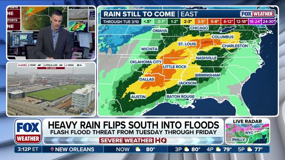 Heavy rain flips South into floods heading in to the rest of the week ...