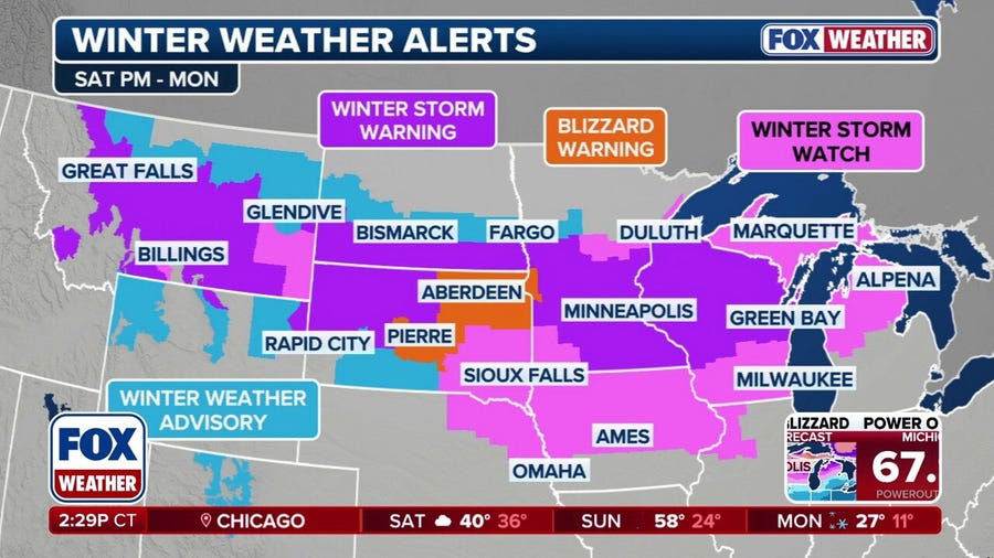 First Blizzard Warnings issued for weekend storm looming over upper Midwest, Great Lakes