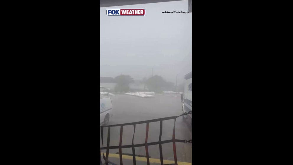 Severe thunderstorm blasts Myrtle Beach, South Carolina, with strong wind gusts and hail Monday.