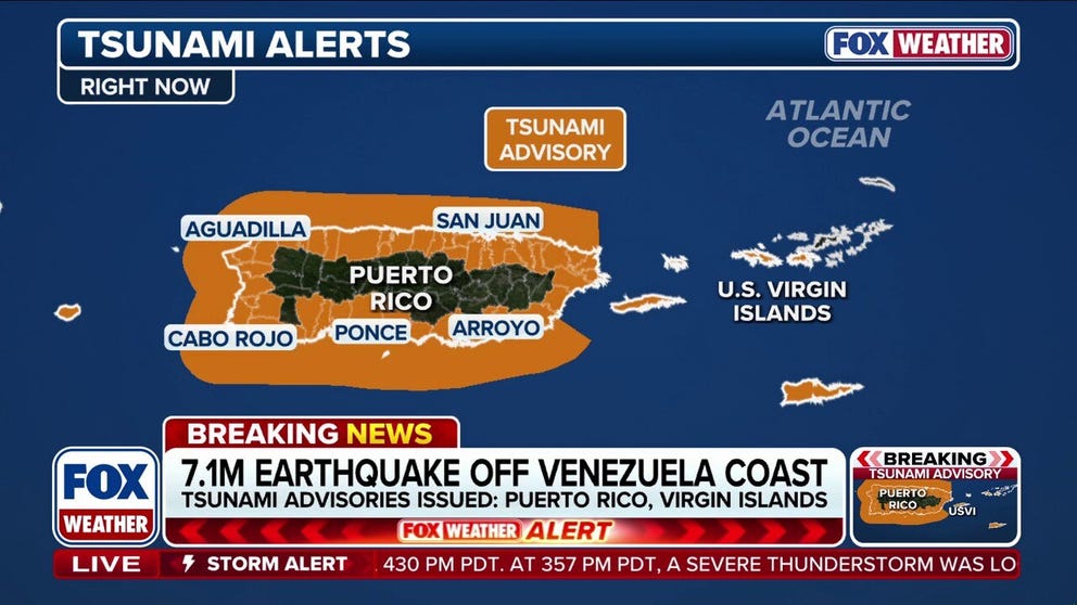 FOX Weather Meteorologist Steve Bender provides an update on the major earthquake that occurred in Venezuela, which prompted a tsunami advisory for Puerto Rico and the U.S. Virgin Islands. 