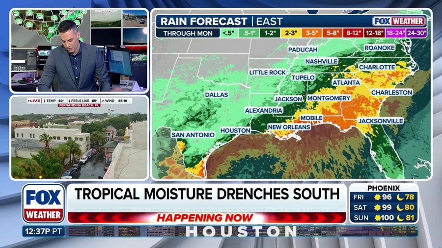Tropical moisture targeting South with weekend washout