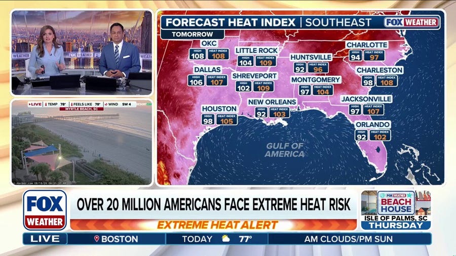 Dangerous heat dome traps over 70 million under heat alerts across the Southeast