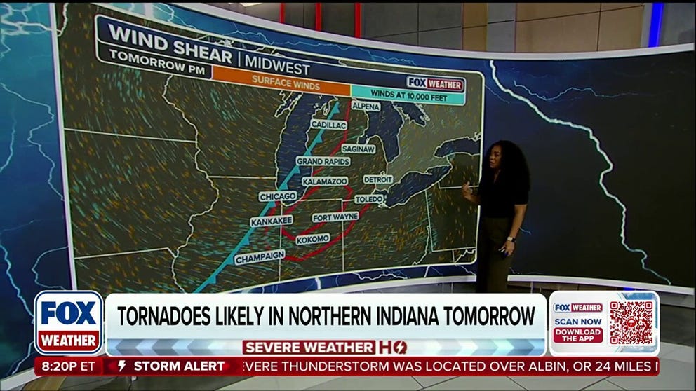 Severe storms are expected to ramp up across parts of the Midwest and Great Lakes as a cold front sweeps eastward from the Mid-Mississippi Valley.  Daytime heating and wind shear could fuel damaging winds, large hail and a few tornadoes from Chicago to Detroit, with the highest tornado threat centered over northern Indiana. 