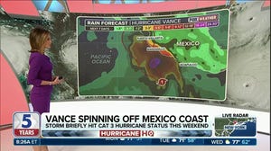 Hurricane Vance weakens slightly as it churns off the Mexico coast