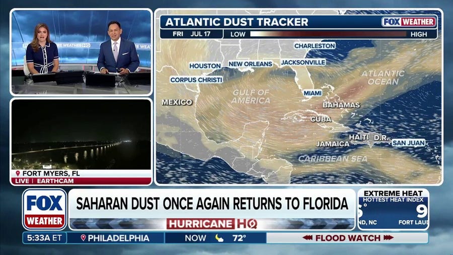 Saharan dust reaches Florida bringing hazy skies, Gulf Coast heat amid hurricane season lull
