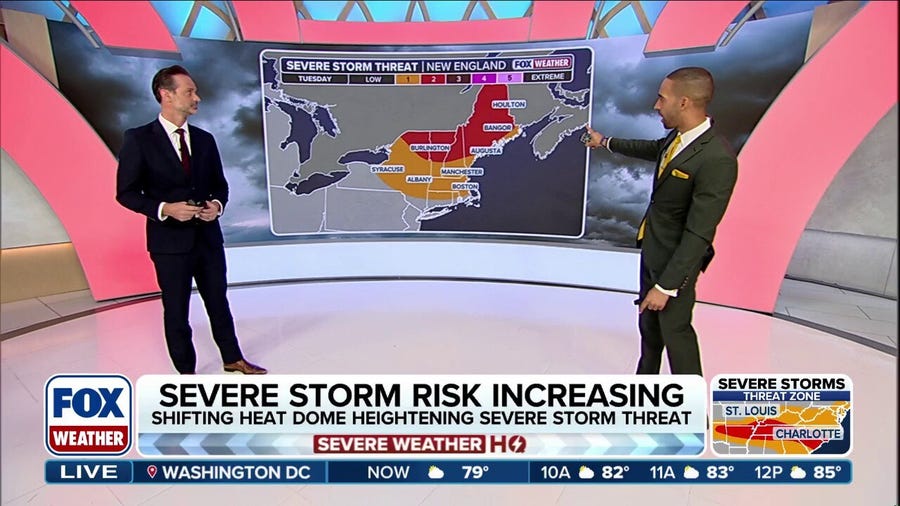 Severe storm risk increase in New England courtesy of shifting heat dome