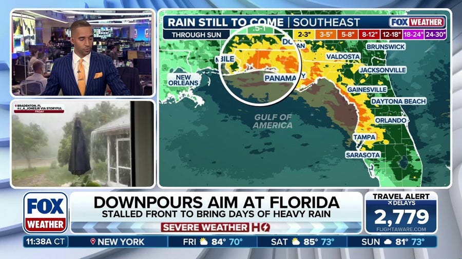 Humidity to fuel Florida downpours through weekend, raising flood and travel threats