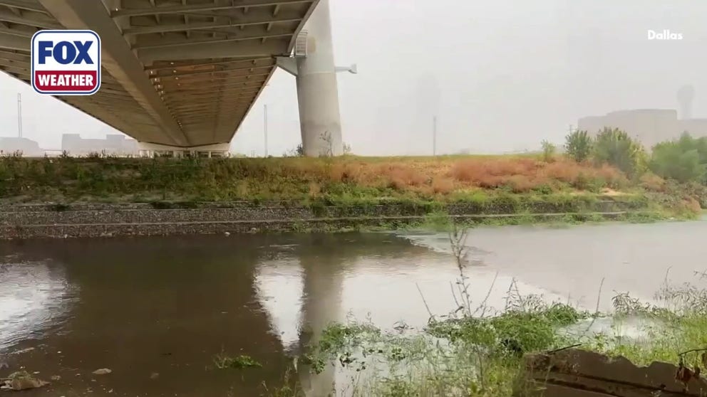 Timelapse video shows heavy rain moving over the Trinity River in Dallas on Thursday morning, Oct. 1, 2026. Some parts of the river rose about 4 feet in 4 hours as a strong line of thunderstorms moved over the area.