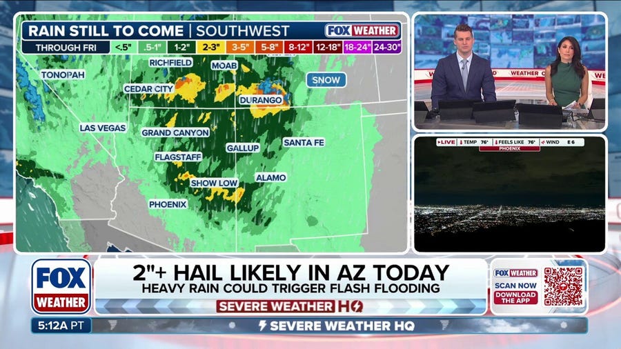 Rare severe storm threat targets Arizona with potential egg-sized hail, tornadoes