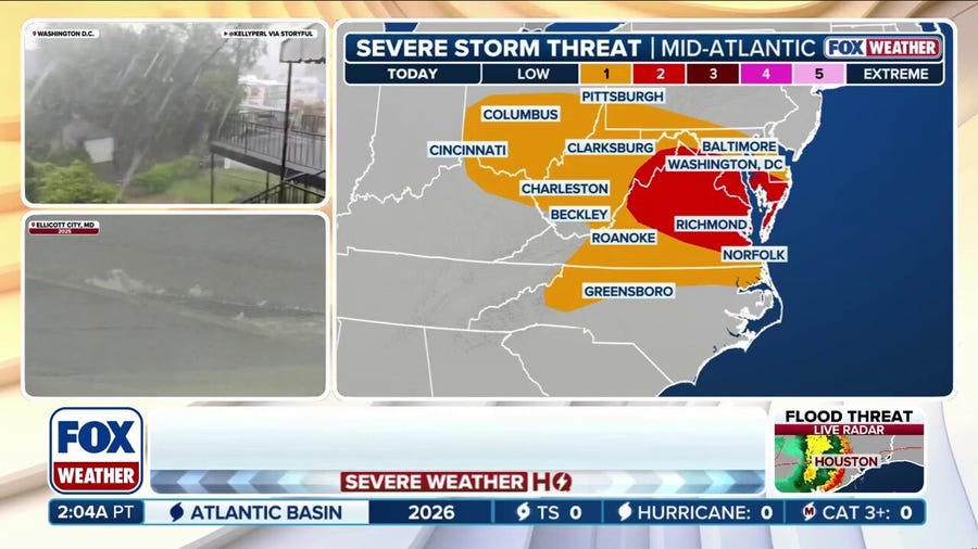 Damaging winds, flash flooding threaten millions as severe storms target the East