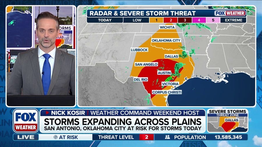 Severe storm threat expands across the Southern Plains
