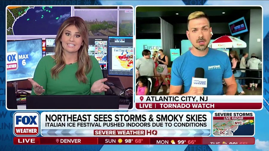 Northeast faces double weather threat From smoke and severe storms
