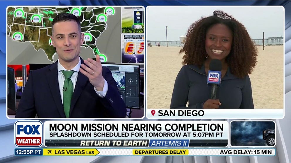 CLOSER TO SPLASHDOWN 🚀: FOX Weather Correspondent Brandy Campbell reports from San Diego, California, where the Orion spacecraft will be splashing down in the ocean on Friday after a successful orbit around the moon.