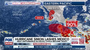 Hurricane Simon churns off the coast of Mexico as the storm shifts Northwest