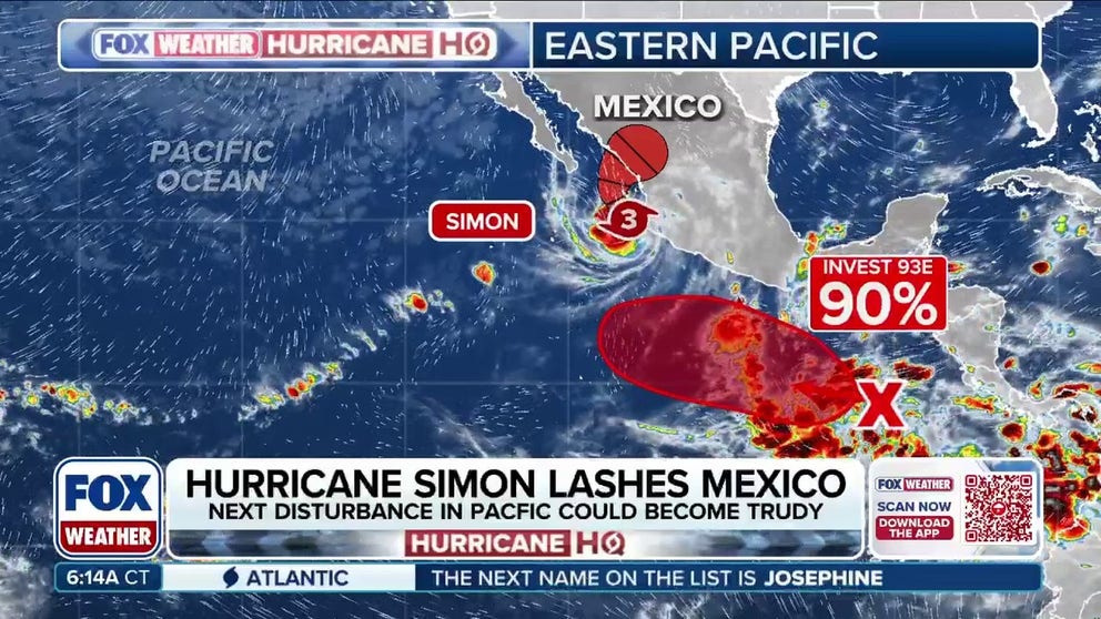 🌀 HURRICANE WATCH: Hurricane Simon continues to develop 145 miles off the coast of Mexico as the storm shifts Northwest, with maximum sustained winds near 115 mph.