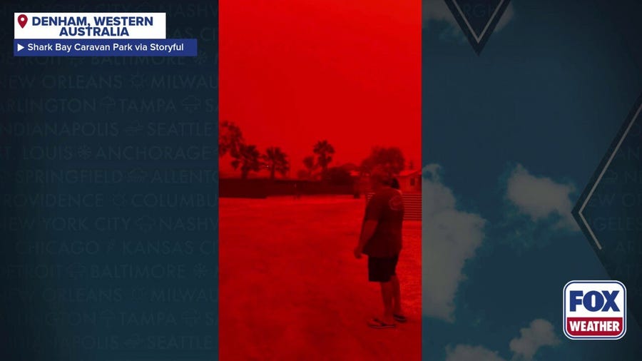 Sky turns ominous red as Tropical Cyclone Narelle moves in over Western Australia