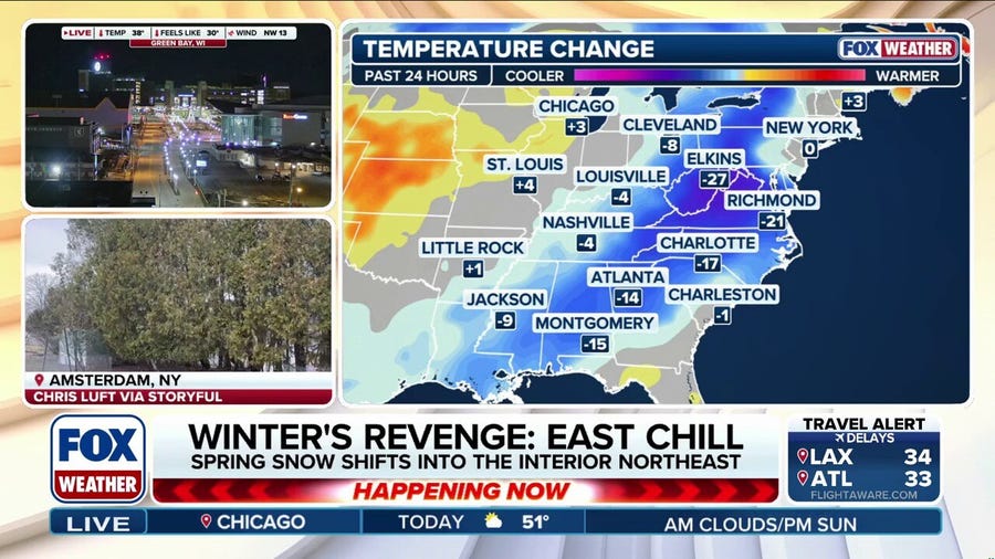 Northeast faces sub-freezing temperatures and light Snow as winter surges back