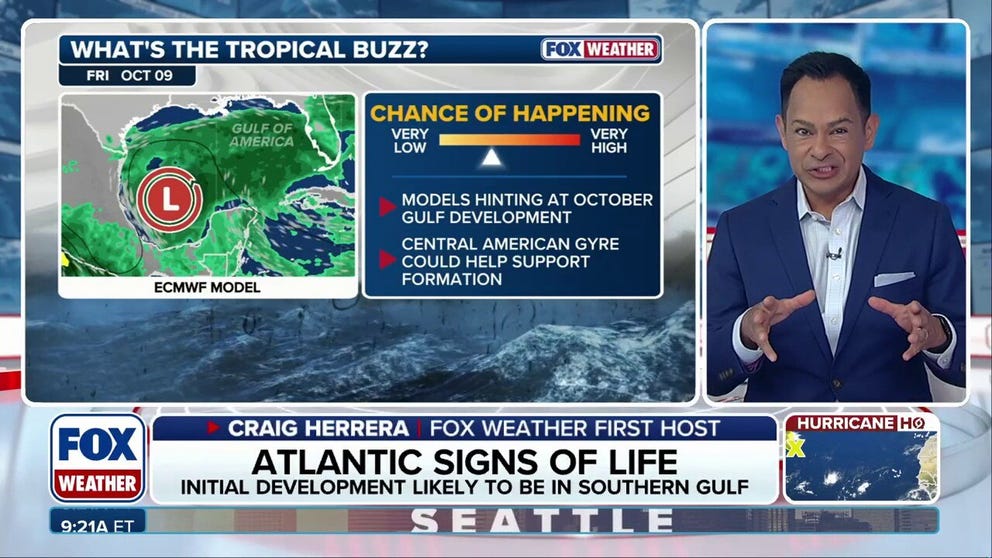 While the year without an Atlantic hurricane continues, forecasters are turning their attention to the Gulf, where historically many tropical systems develop in October. There are some long-range signals that the Central American Gyre (CAG) will form sometime later this month. The CAG is a sprawling area of low pressure near or over Central America that can produce locally heavy rain, rough surf and mudslides, and can generate tropical systems in both the Gulf and Eastern Pacific. However, while the ECMWF (European model) but more specifically the Google DeepMind models highlight potential development, the overall odds of development across the Gulf remain in the low category through October 10.