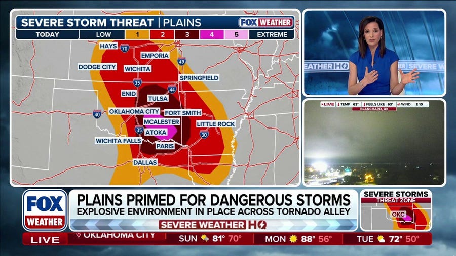 Severe storm threat increases across Southern Plains with large hail, strong tornadoes possible