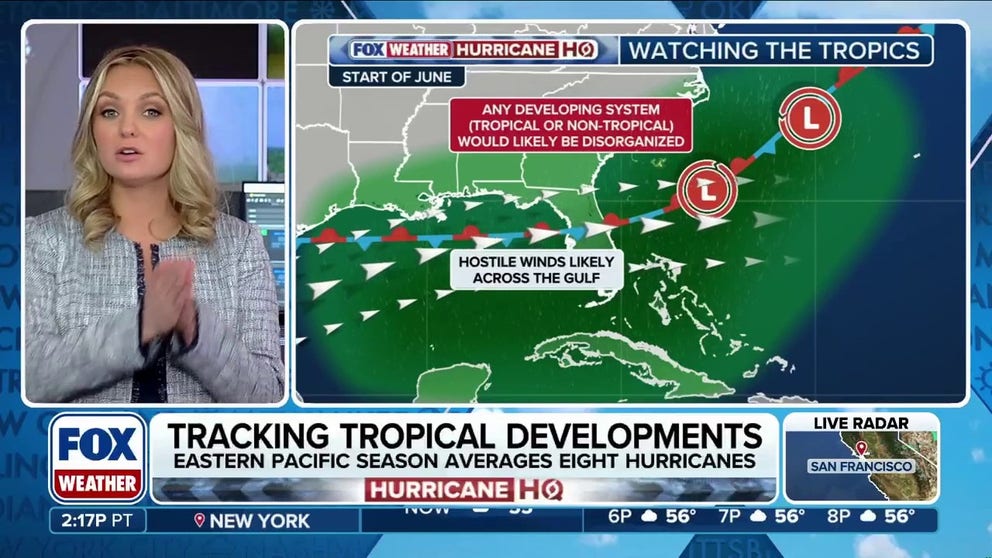 TROPICAL TROUBLE ⛈️: FOX Weather Meteorologist Haley Meier is tracking increasing tropical activity in the Eastern Pacific while also watching for possible development in the Atlantic, where the first signs of activity could emerge within the next two to three weeks. 