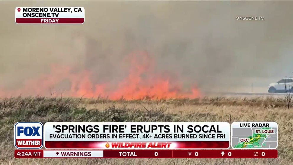 The Springs Fire in Riverside County, California has rapidly expanded to scorch over 4,000 acres of land. Strong winds are expected to last throughout the day, as crews work to try and contain the massive fire. Stick with FOX Weather for all the latest: