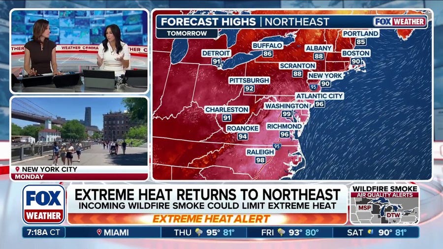 Extreme heat returns to Northeast, fuels severe storm chances 