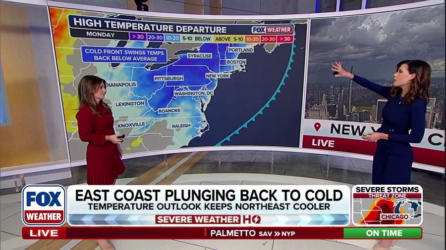 Cold snap to follow record heat across the East next week