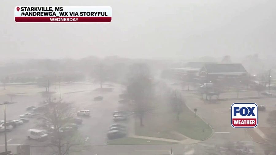 Watch: Severe storms soak Mississippi State University