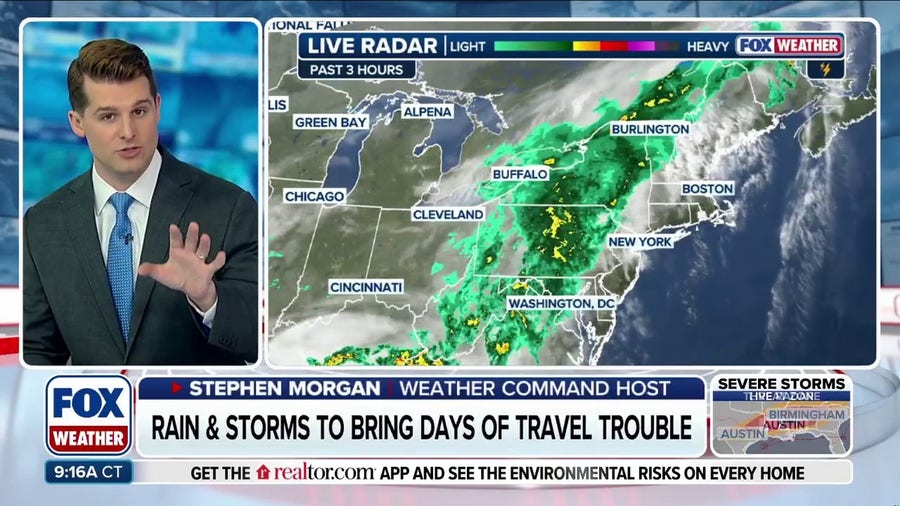 Cold front to bring soaking rain, messy East Coast evening commute