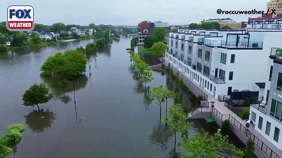 Watch: Drone video shows flooded parts of Asbury Park, New Jersey, after torrential rainfall